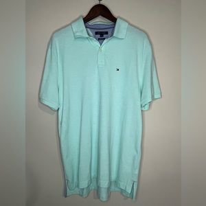 Tommy Hilfiger Polo Shirt Large Teal Short Sleeve classic fit